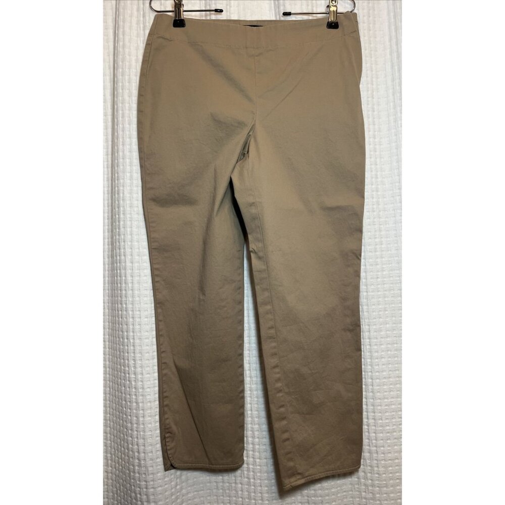 Talbots Women's 4 Heritage Cropped Capri Pants Khaki Flat Front Side Zip AB2